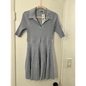 Elegant Blue Collared Dress